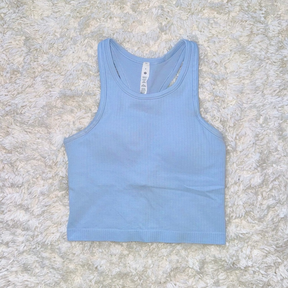 Blue Linen Ebb To Street Cropped Racerback Tank Top Lululemon🩵